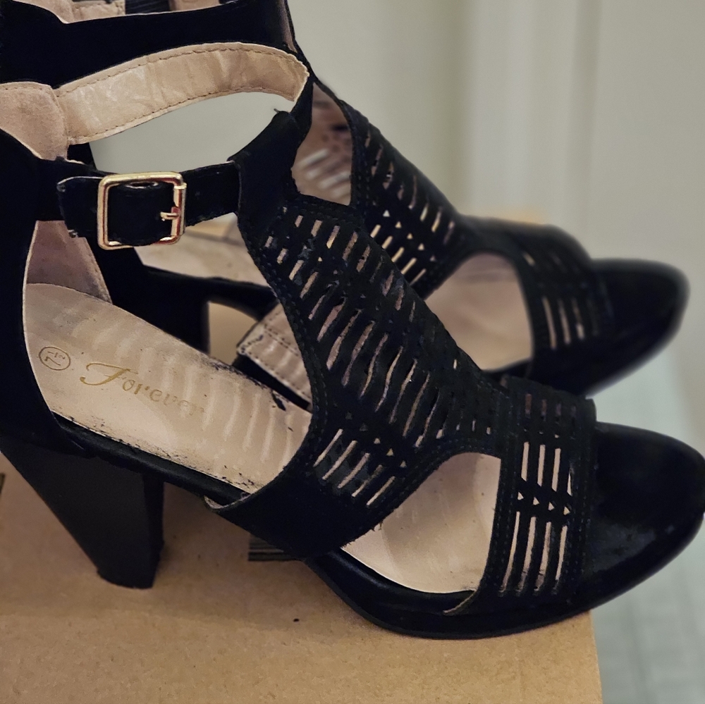 Forever 21 Black Cutout Heels